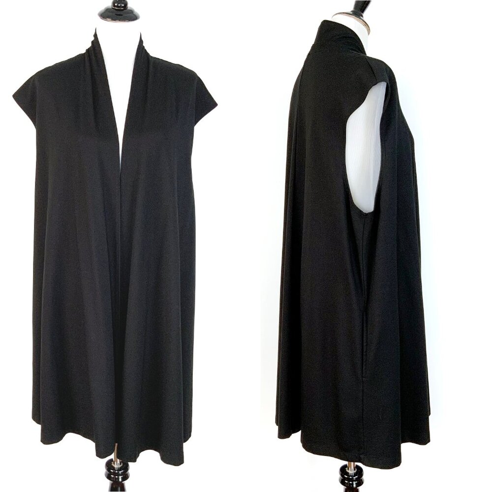 Bryn Walker Black Open Front Cardigan Long Vest Career Lagenlook Sz XL - Picture 4 of 16